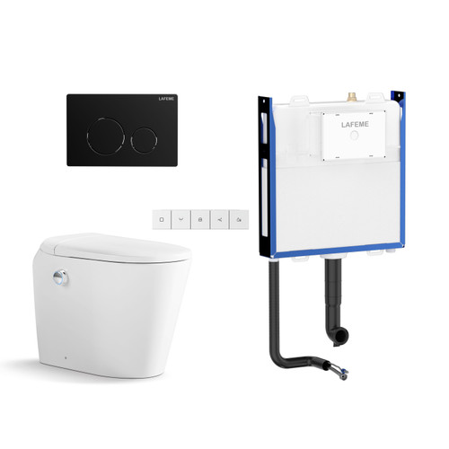 Autolux Inwall Cistern Floor Pan Smart Tolet with Matte Black Flush Plate [304953]