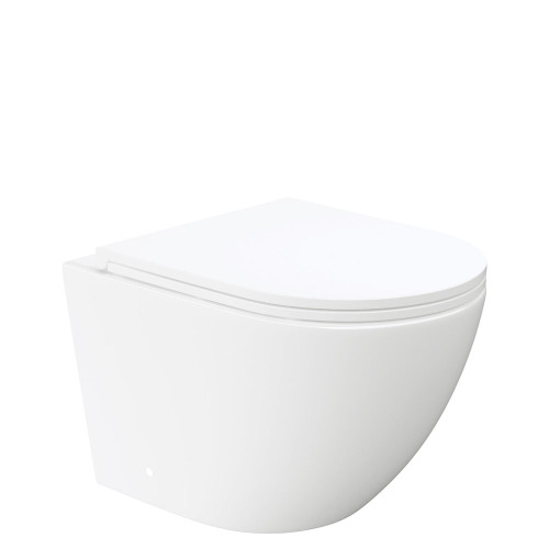Koko Tornado Flush Wall Hung Toilet Suite, Pan + Soft Close Slim Seat ONLY (cistern not included), Gloss White [306068]