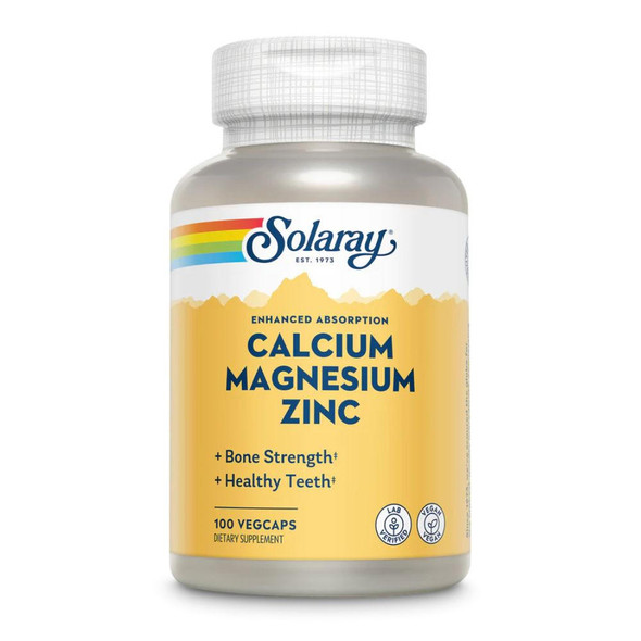  Solaray Enhanced Absorption Calcium, Magnesium, Zinc 100 Capsules 