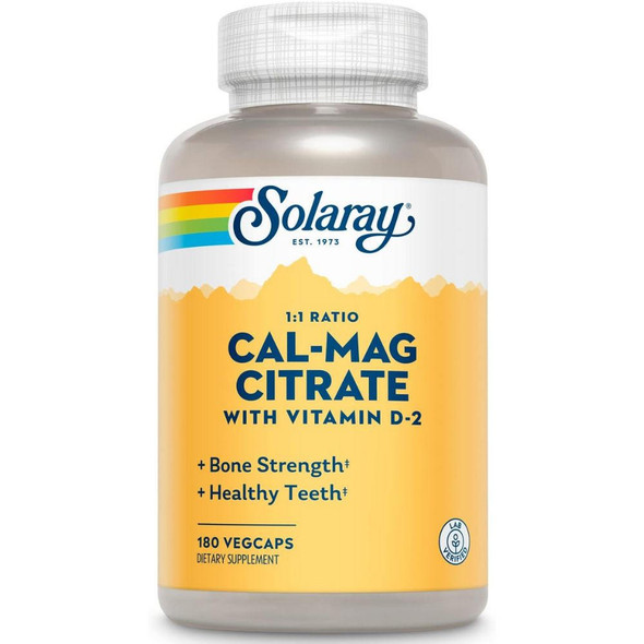 Solaray 1:1 Ratio Cal-Mag Citrate 180 Capsules 