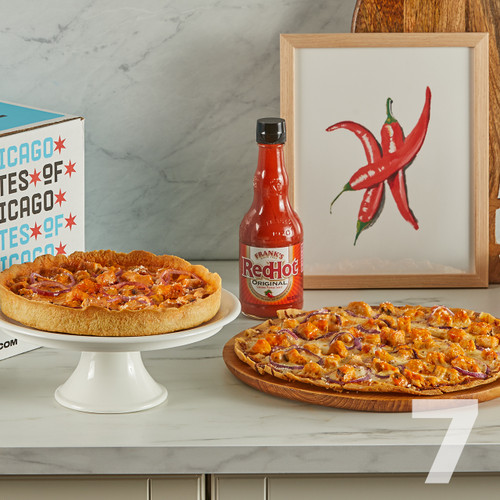 2 Lou’s x Frank's RedHot® Buffalou Chicken Thin Crust Pizzas & 5 Deep Dish Pizzas