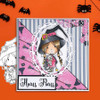 Cute Little Witch Boo Halloween - printable digital stamp download with free SVG /DXF files