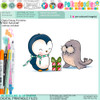 Seal with a Gift Theo Penguin colour clipart for card making, crafts, scrapbook, stickers, junk journals