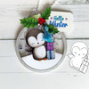 Just for you Theo Penguin - BLACK/WHITE printable digital stamp, card making, craft, sticker, junk journal, scrapbook