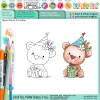 Party Bear with gift digital stamp & clipart for card making, craft, scrapbooking