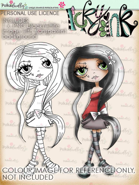 Oddella Bow - Ickyink Art alternative digistamp Craft Download
