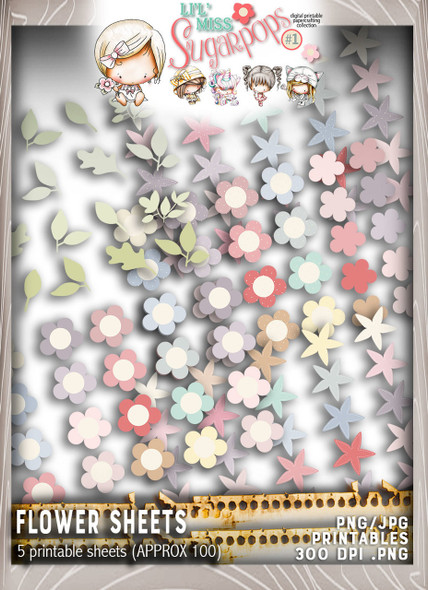 Flower sheets - Lil Miss Sugarpops Kit 1...Craft printable download digital stamps/digi scrap kit