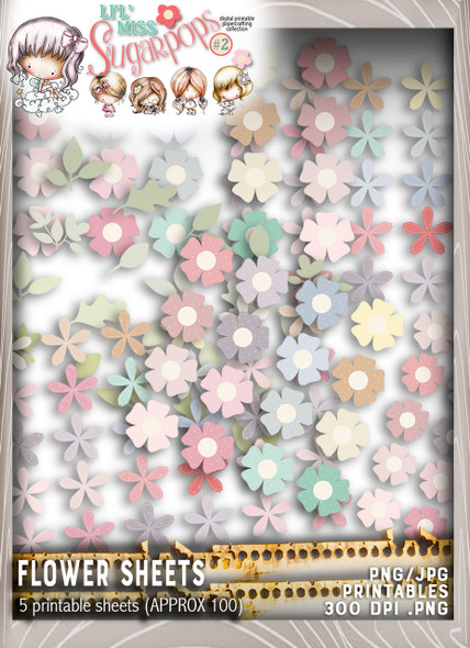 Flower sheets - Lil Miss Sugarpops Kit 2...Craft printable download digital stamps/digi scrap kit