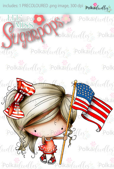 Miss USA, 4th July digi stamp - Lil Miss Sugarpops 3...Craft printable download digital stamps/digi scrap