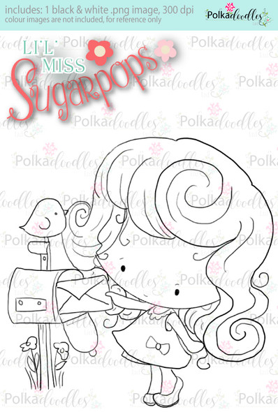 Mailing a Letter digi stamp - Lil Miss Sugarpops 3...Craft printable download digital stamps/digi scrap