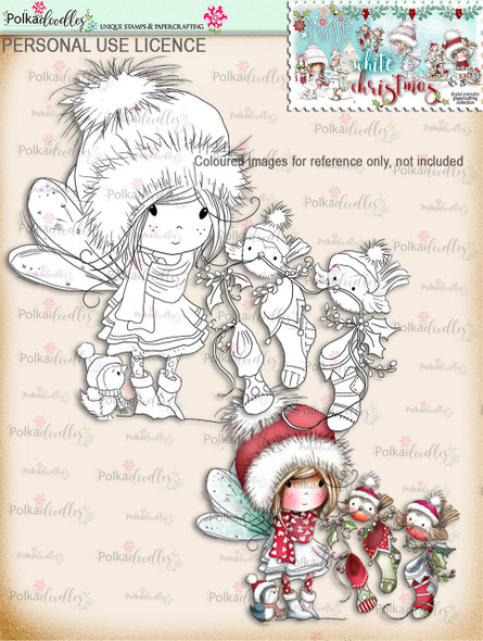Robin Stocking Friends  - Digital Stamp download. Winnie White Christmas printables.Craft printable download digital stamps/digi scrap