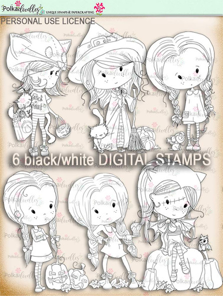 Winnie Wednesday Halloween printable clipart, digital stamps for card making, crafts, stickers, scrapbooking