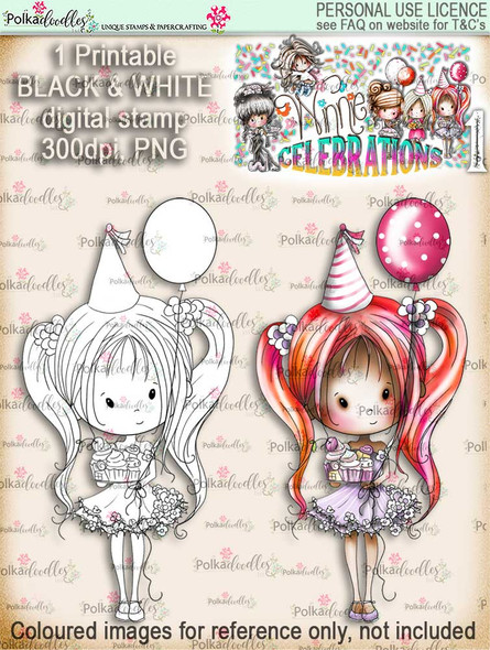 Winnie Celebrations 1... Let's Celebrate digi stamp printable download