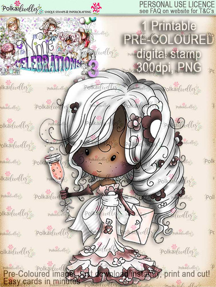 Winnie Celebrations 3...Champagne Celebration COLOURED digi stamp printable download