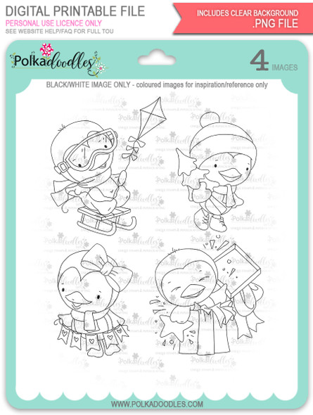 Waddy and Wanda Penguin - Bundle of digi stamps