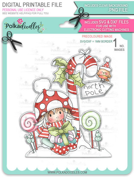 North Pole - precoloured Winnie North Pole digital stamp download including SVG file