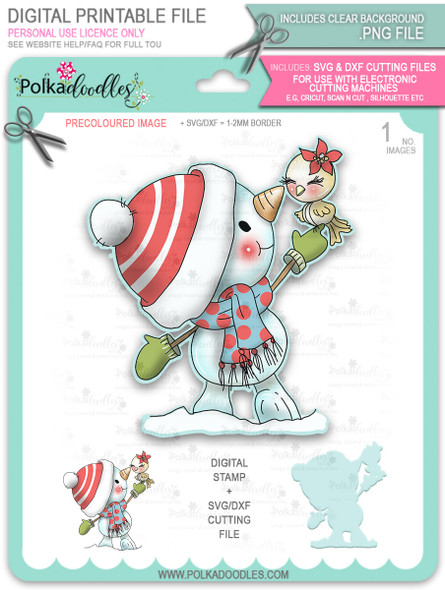 New Friends Snowman PRECOLOURED Too Cute digital stamp download including SVG file