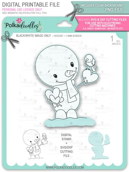 Hello Frosty Snowman Too Cute digital stamp download including SVG file
