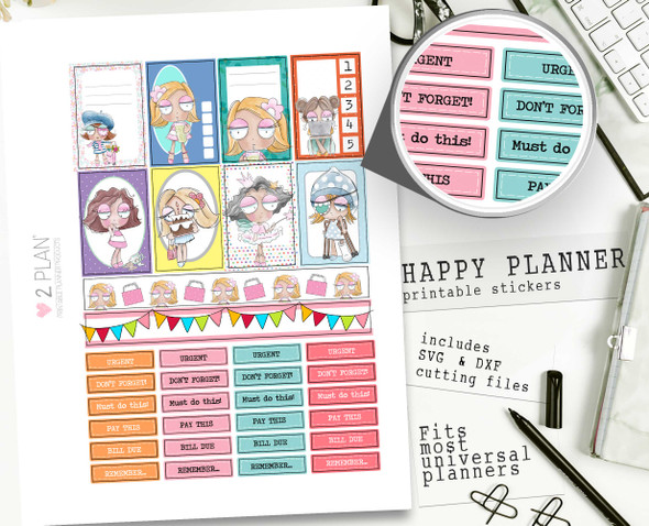 Wanda Cute printable Planner kit. Printable Planner Stickers, Weekly Planner Kit Classic Happy Planner, Printable stickers, cardmaking & crafts