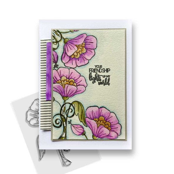 Quirky Flower clear craft card making stamp 1