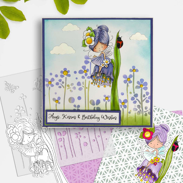 Bluebell Flower Fairy Winnie Daisy printable digital stamp colouring card making crafts scrapbooking sticker with SVG print and cut outline