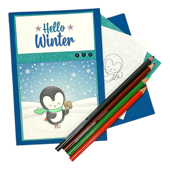 Ice Skating Theo Penguin - BLACK/WHITE printable digital stamp, card making, craft, sticker, junk journal, scrapbook