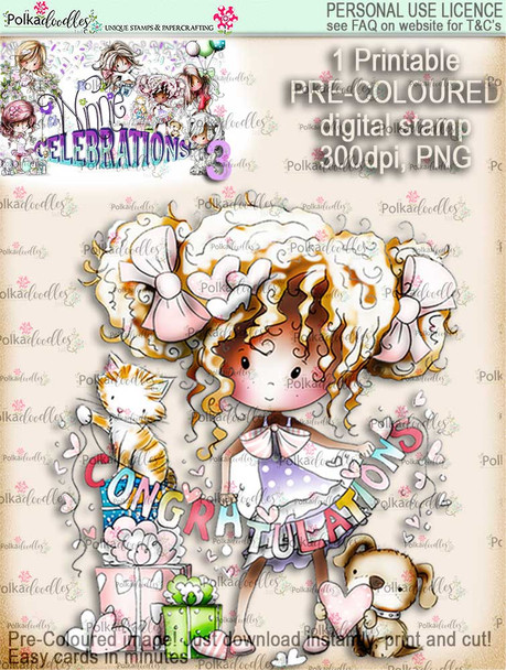 Winnie Celebrations 3...Engaged/Congratulations/Engagement COLOURED digi stamp printable download