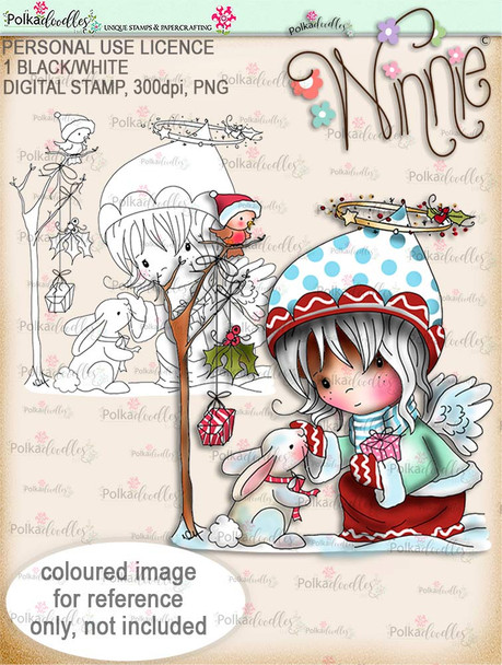 Gift of Christmas - Winnie Angel digital stamp download
