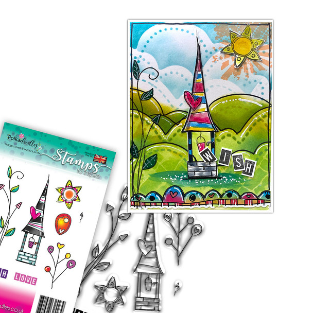 WISHING WELL WISHES - 8 clear stamps