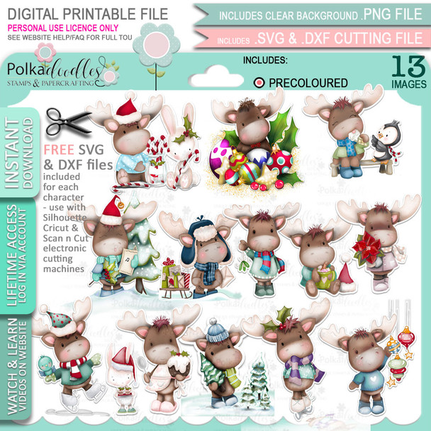 Elvis Wesley Moose BIG KAHUNA bundle - printable craft digital stamp downloads
