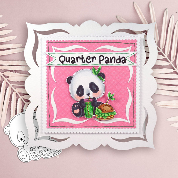 Quarter panda burger drink - Noodle Panda Bear Cute printable digital stamp with SVG outlines for card making, crafting, printable planner sticker.