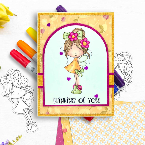 Hello Fairy Winnie Daisy printable digital stamp colouring card making crafts scrapbooking sticker with SVG print and cut outline