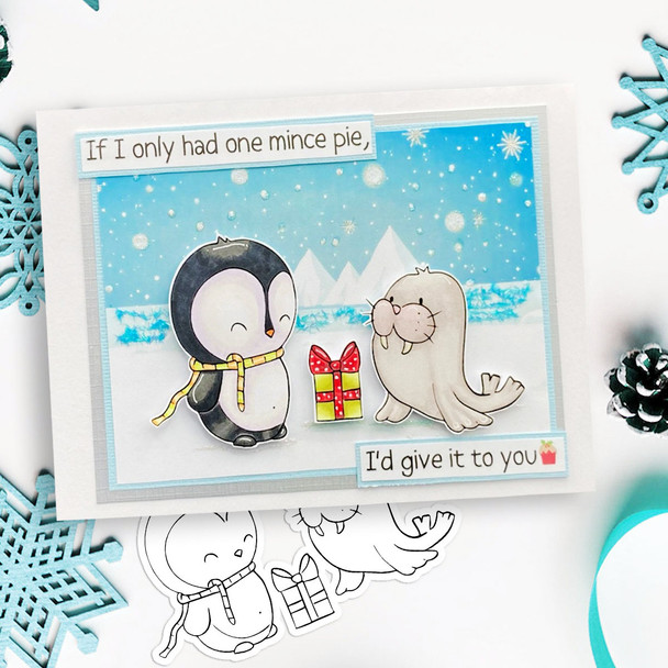 Theo Penguin Winter Snowy Days USB - printable digital stamps, card making, craft, sticker, junk journal, scrapbook