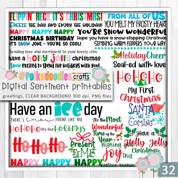 Theo Penguin Winter Snowy Days USB - printable digital stamps, card making, craft, sticker, junk journal, scrapbook