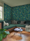 Papier Peint Oshibana Turquoise et Vert