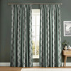 Laurel Leaf Stripe Grey Green Curtain