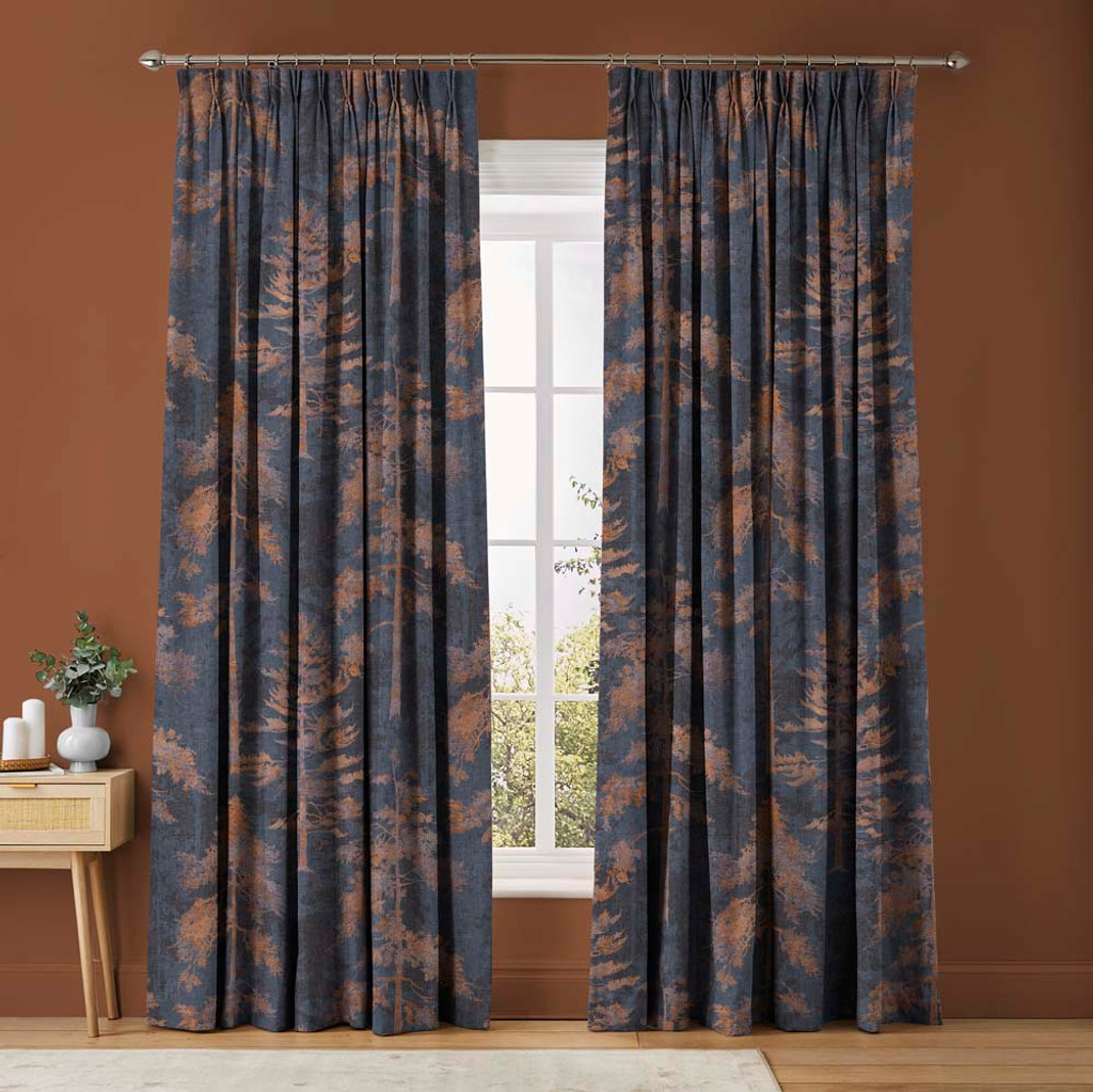 Norse Forest Navy & Bark Curtains