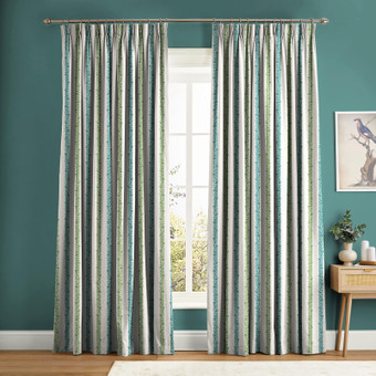Floral Boheme Stripe Bright Blue and Green Curtain - 131669cur_ROOMSET_01.jpg