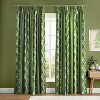 Laurel Leaf Stripe Apple Green Curtain - 131597cur_ROOMSET_01.jpg