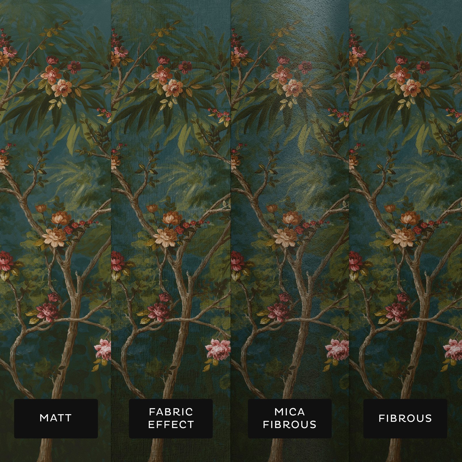 Papier peint panoramique sur mesure Abourm Jardin nocturne