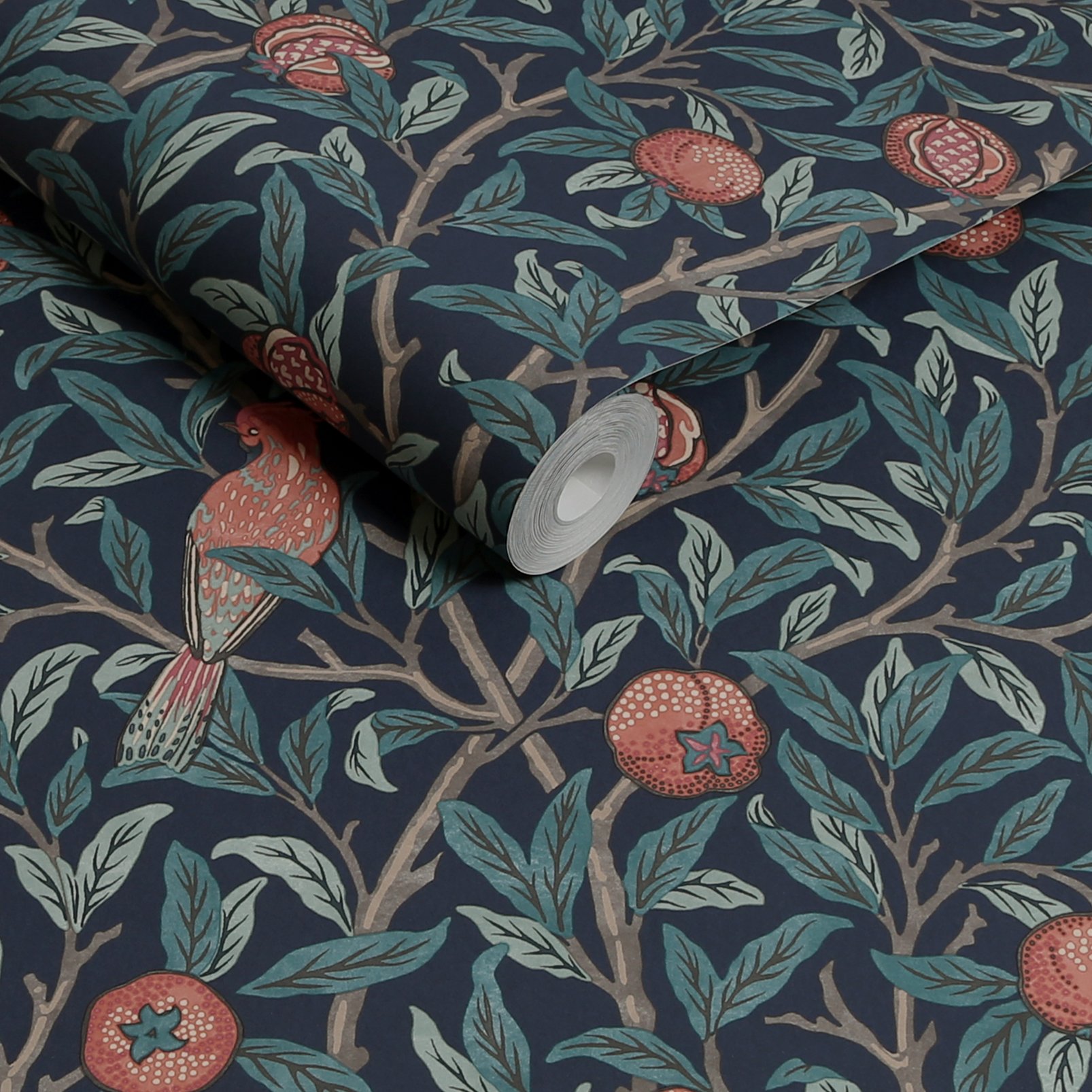 Bird & Pomegranate Navy Blue Wallpaper