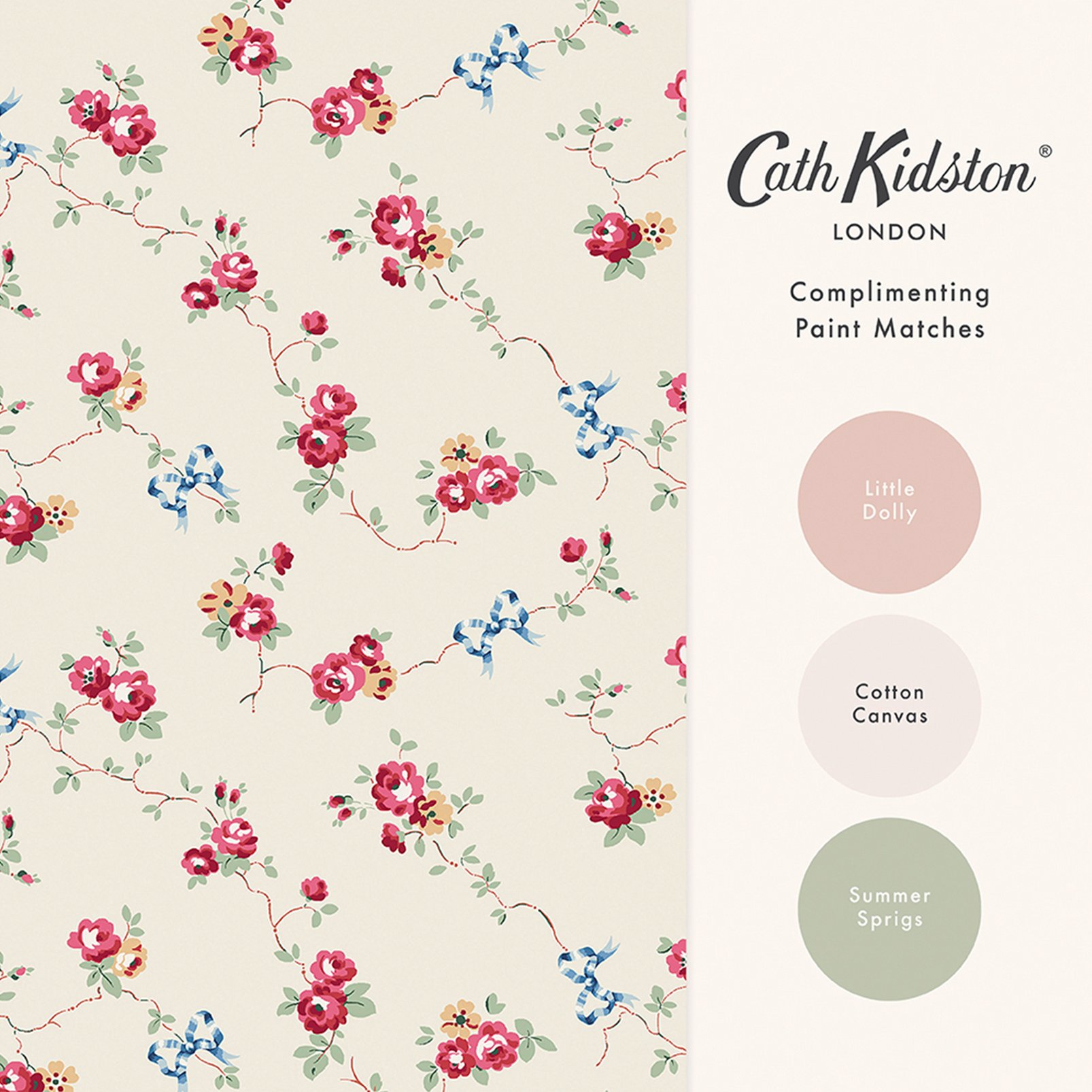 Cath Kidston Rose & Bows Cream Wallpaper