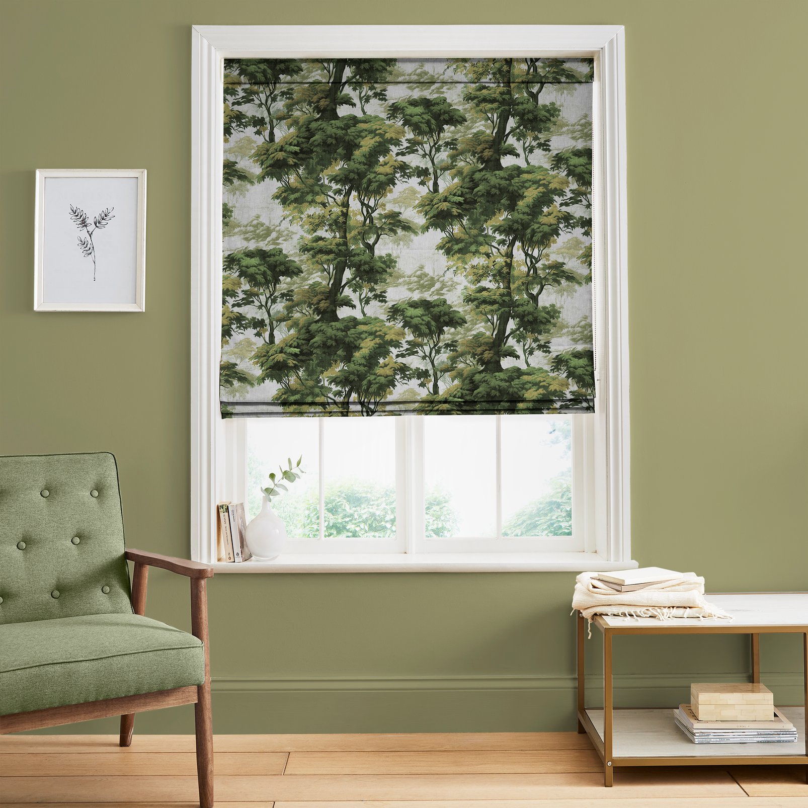 Bobart's Garden Lush Green Roman Blind