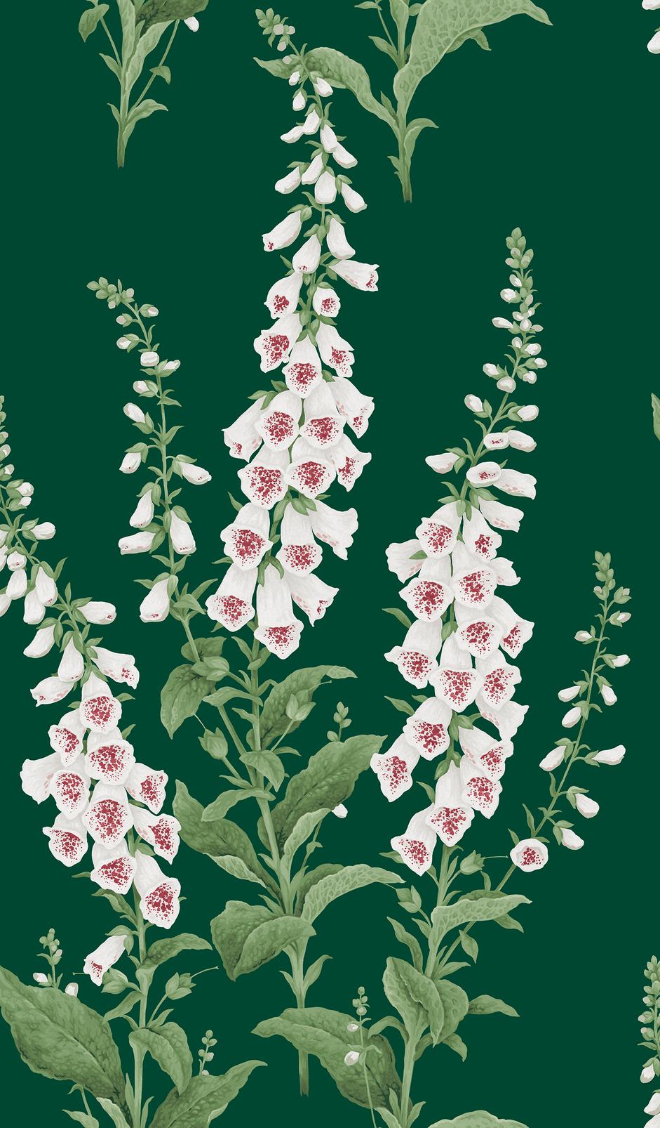 Foxglove Emerald Wallpaper