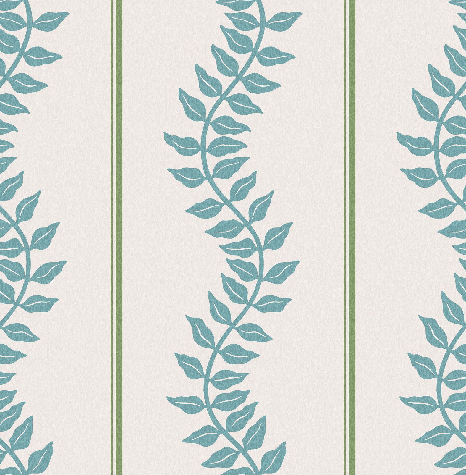 Laurel Leaf Tapete Blau und Grün