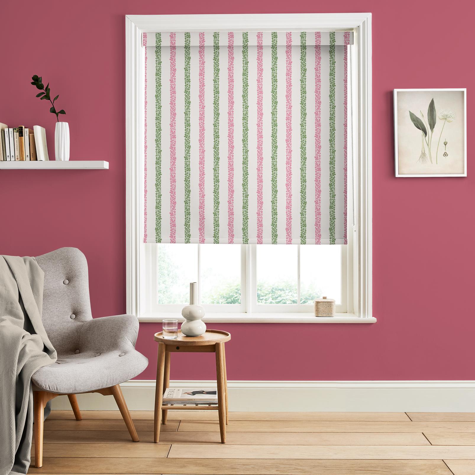 Floral Boheme Stripe roze en groen rolgordijn