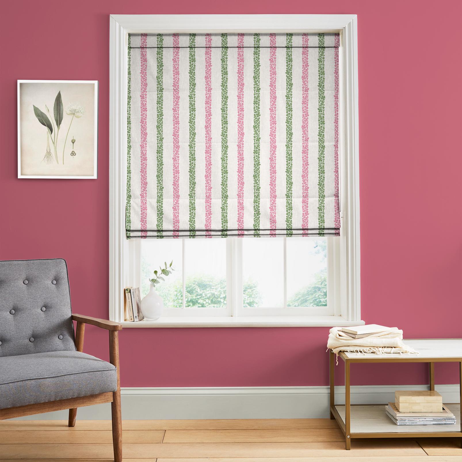 Store Romain Floral Boheme Stripe Rose et Vert