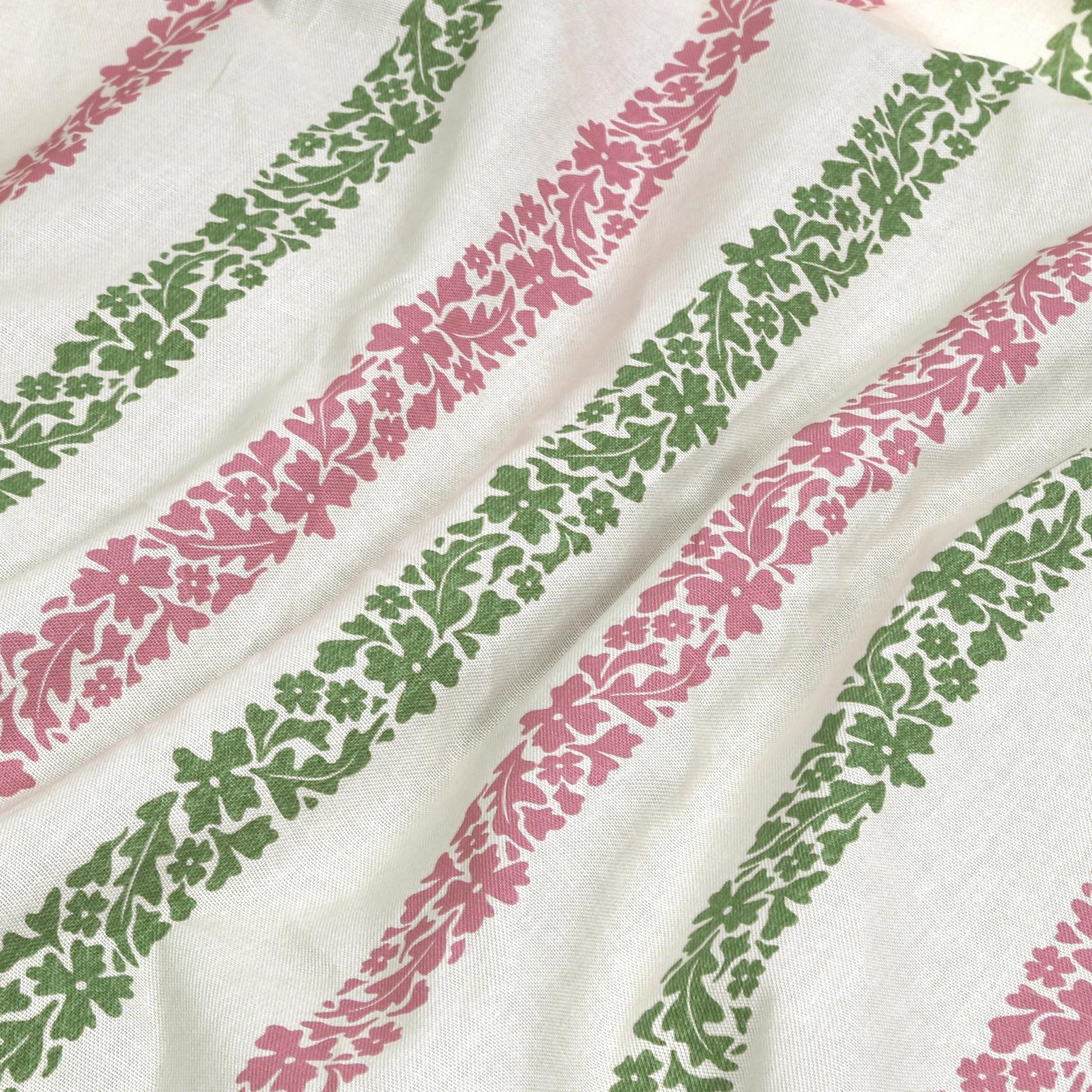 Store Romain Floral Boheme Stripe Rose et Vert