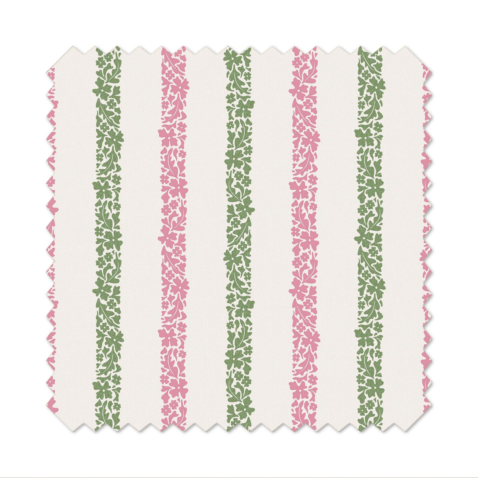 Floral Boheme Stripe Pink and Green Curtain