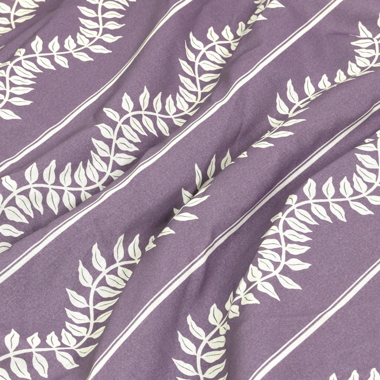 Laurel Leaf Stripe Purple Curtain